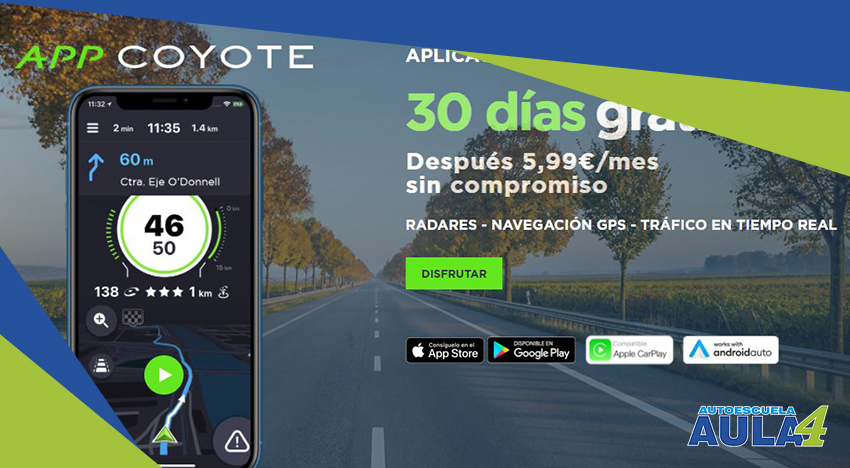Vista de la app para moteros Coyote