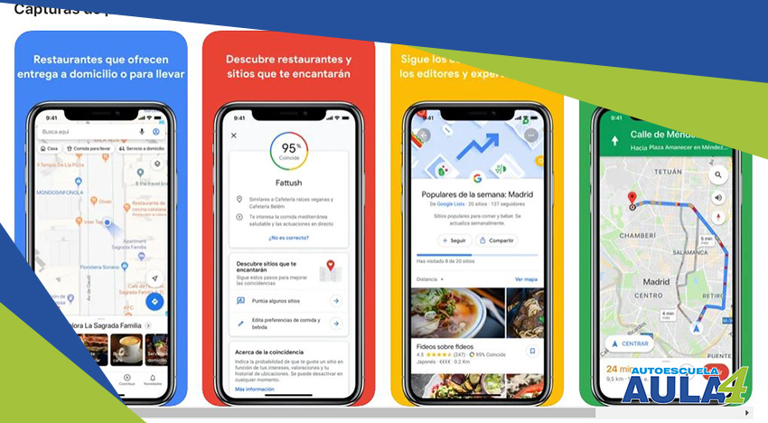 Vista de las diferentes opciones que presenta Google Maps para salir de ruta