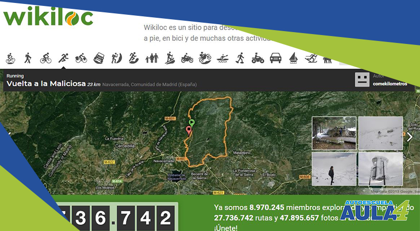 Vista de la app para moteros Wikiloc